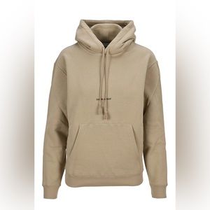 Saint Laurent Logo Drawstring Hoodie XS Womens YSL Sweatshirt, Tan/beige